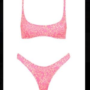 Triangl bathing suit set pink with yellow polka dots